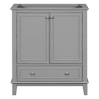 Meuble bas de salle de bain en bois massif et MDF, gris/blanc, avec 2 portes, un tiroir et une étagère réglable – Unité individuelle