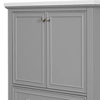 Meuble bas de salle de bain en bois massif et MDF, gris/blanc, avec 2 portes, un tiroir et une étagère réglable – Unité individuelle