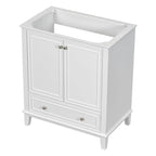 Meuble bas de salle de bain en bois massif et MDF, gris/blanc, avec 2 portes, un tiroir et une étagère réglable – Unité individuelle