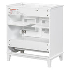 Meuble bas de salle de bain en bois massif et MDF, gris/blanc, avec 2 portes, un tiroir et une étagère réglable – Unité individuelle