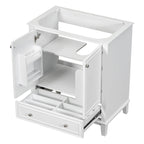 Meuble bas de salle de bain en bois massif et MDF, gris/blanc, avec 2 portes, un tiroir et une étagère réglable – Unité individuelle