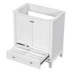 Meuble bas de salle de bain en bois massif et MDF, gris/blanc, avec 2 portes, un tiroir et une étagère réglable – Unité individuelle