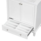 Meuble bas de salle de bain en bois massif et MDF, gris/blanc, avec 2 portes, un tiroir et une étagère réglable – Unité individuelle