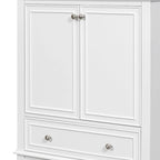 Meuble bas de salle de bain en bois massif et MDF, gris/blanc, avec 2 portes, un tiroir et une étagère réglable – Unité individuelle