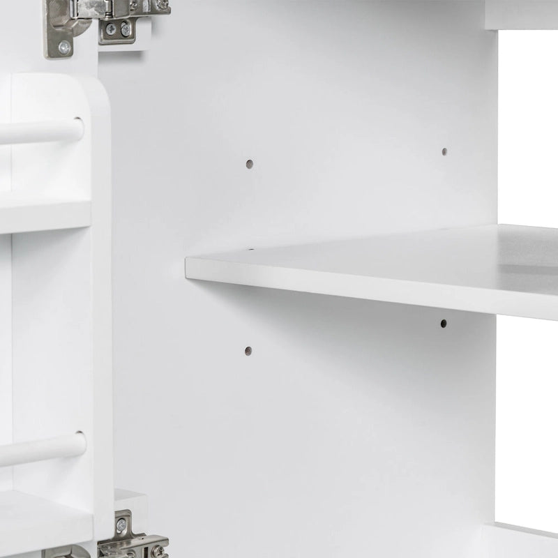 Meuble bas de salle de bain en bois massif et MDF, gris/blanc, avec 2 portes, un tiroir et une étagère réglable – Unité individuelle