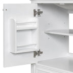 Meuble bas de salle de bain en bois massif et MDF, gris/blanc, avec 2 portes, un tiroir et une étagère réglable – Unité individuelle