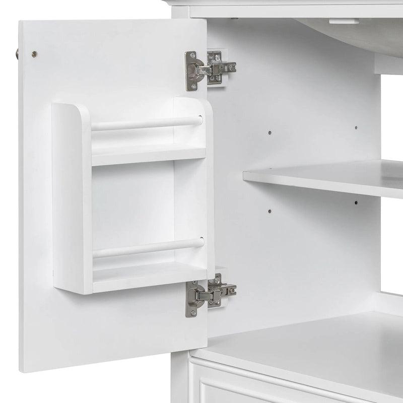Meuble bas de salle de bain en bois massif et MDF, gris/blanc, avec 2 portes, un tiroir et une étagère réglable – Unité individuelle