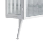 Meuble d'angle à 1 porte et 2 étagères ouvertes en métal noir/blanc et verre trempé – Unité simple