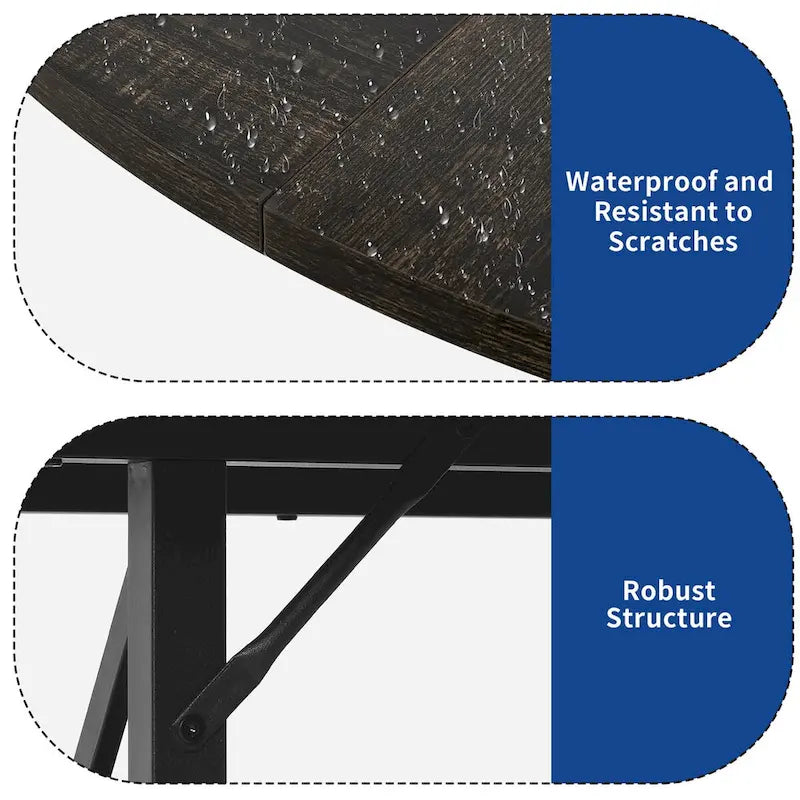Table à manger ronde avec étagères de rangement et pieds en métal – Blanc/Doré et Chêne/Noir – 4 à 6 places