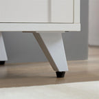 Buffet en MDF blanc et doré avec 3 portes, motif de vagues et charnières à fermeture douce – Meuble Individuel