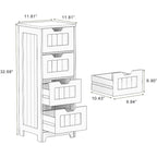Meuble de rangement de salle de bain blanc sur pied avec 4 tiroirs – Unité simple