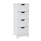 Meuble de rangement de salle de bain blanc sur pied avec 4 tiroirs – Unité simple