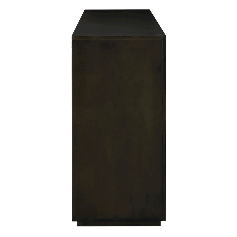 Vaisselier rétro à 4 portes Smoke Blue / Noir / Gris+Marron avec étagère ouverte et étagères intérieures réglables – Unité individuelle