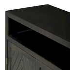 Vaisselier rétro à 4 portes Smoke Blue / Noir / Gris+Marron avec étagère ouverte et étagères intérieures réglables – Unité individuelle
