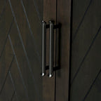 Vaisselier rétro à 4 portes Smoke Blue / Noir / Gris+Marron avec étagère ouverte et étagères intérieures réglables – Unité individuelle