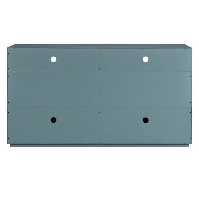 Vaisselier rétro à 4 portes Smoke Blue / Noir / Gris+Marron avec étagère ouverte et étagères intérieures réglables – Unité individuelle
