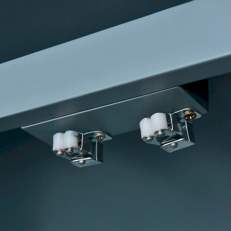 Vaisselier rétro à 4 portes Smoke Blue / Noir / Gris+Marron avec étagère ouverte et étagères intérieures réglables – Unité individuelle
