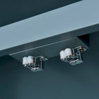 Vaisselier rétro à 4 portes Smoke Blue / Noir / Gris+Marron avec étagère ouverte et étagères intérieures réglables – Unité individuelle