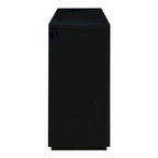 Vaisselier rétro à 4 portes Smoke Blue / Noir / Gris+Marron avec étagère ouverte et étagères intérieures réglables – Unité individuelle