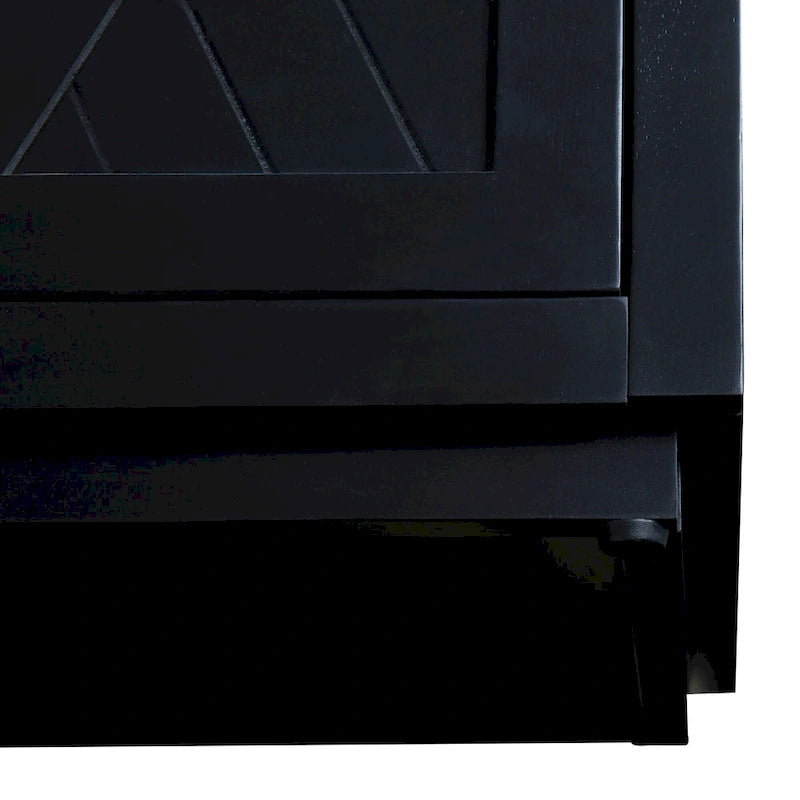 Vaisselier rétro à 4 portes Smoke Blue / Noir / Gris+Marron avec étagère ouverte et étagères intérieures réglables – Unité individuelle