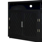 Vaisselier rétro à 4 portes Smoke Blue / Noir / Gris+Marron avec étagère ouverte et étagères intérieures réglables – Unité individuelle
