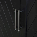 Vaisselier rétro à 4 portes Smoke Blue / Noir / Gris+Marron avec étagère ouverte et étagères intérieures réglables – Unité individuelle