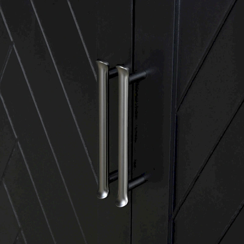 Vaisselier rétro à 4 portes Smoke Blue / Noir / Gris+Marron avec étagère ouverte et étagères intérieures réglables – Unité individuelle